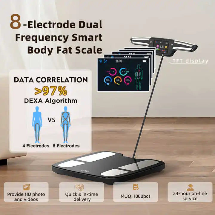 Digital 8-Electrode Bathroom Scale For Body Weight Fat BMI