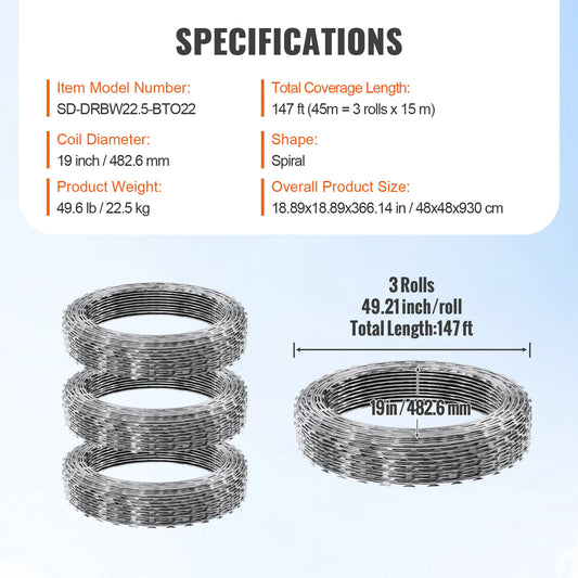 SucceBuy Double Spiral Barbed Wire Fence Rolls for Garden