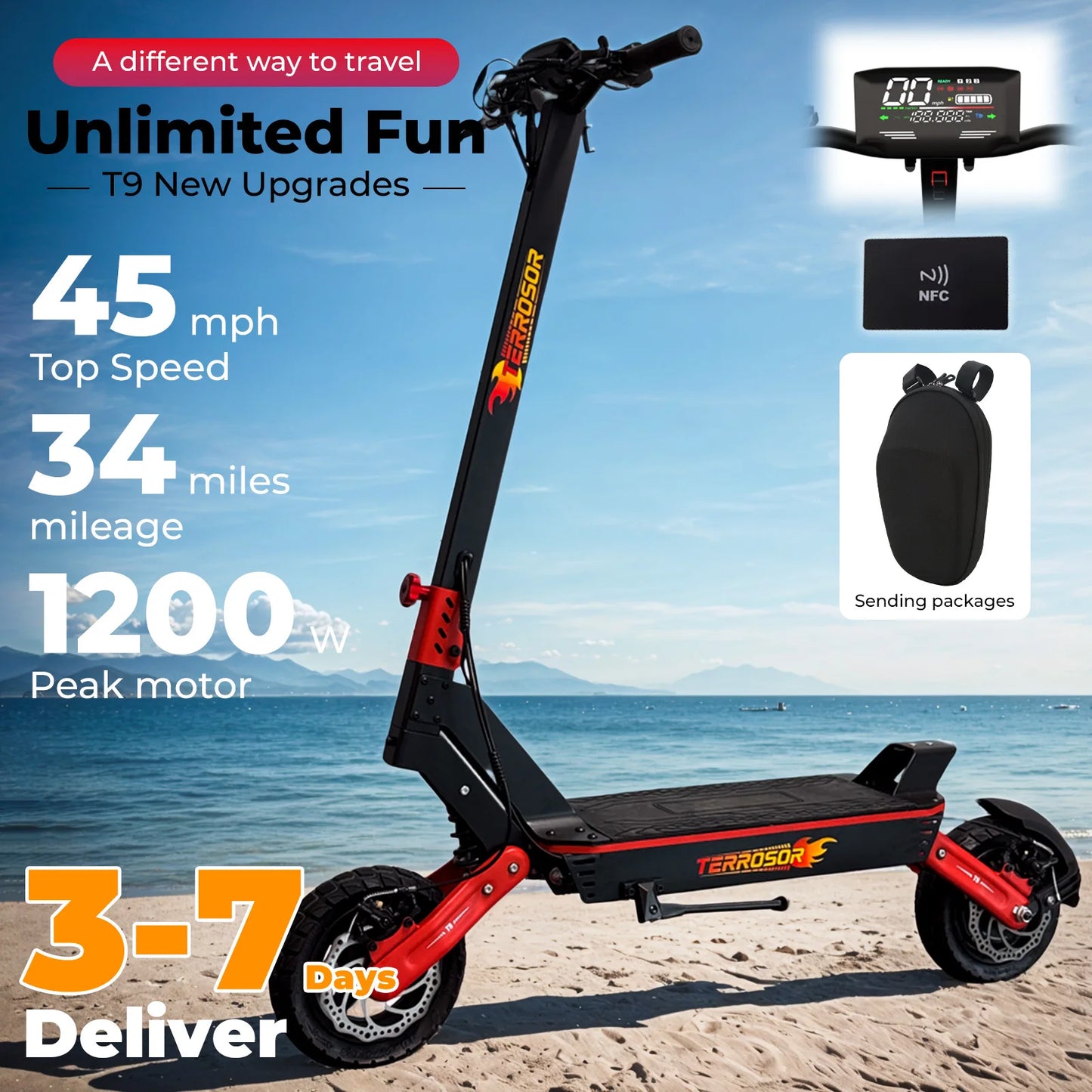 LELEKUAIC Electric Scooter 1200W Motor Up To 28 MPH 20mi