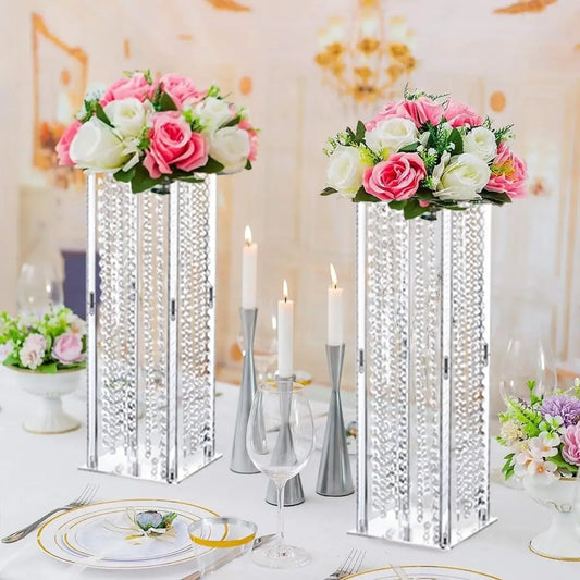 Acrylic Wedding Vase Centerpiece Set, 4 Crystal Bead Vases