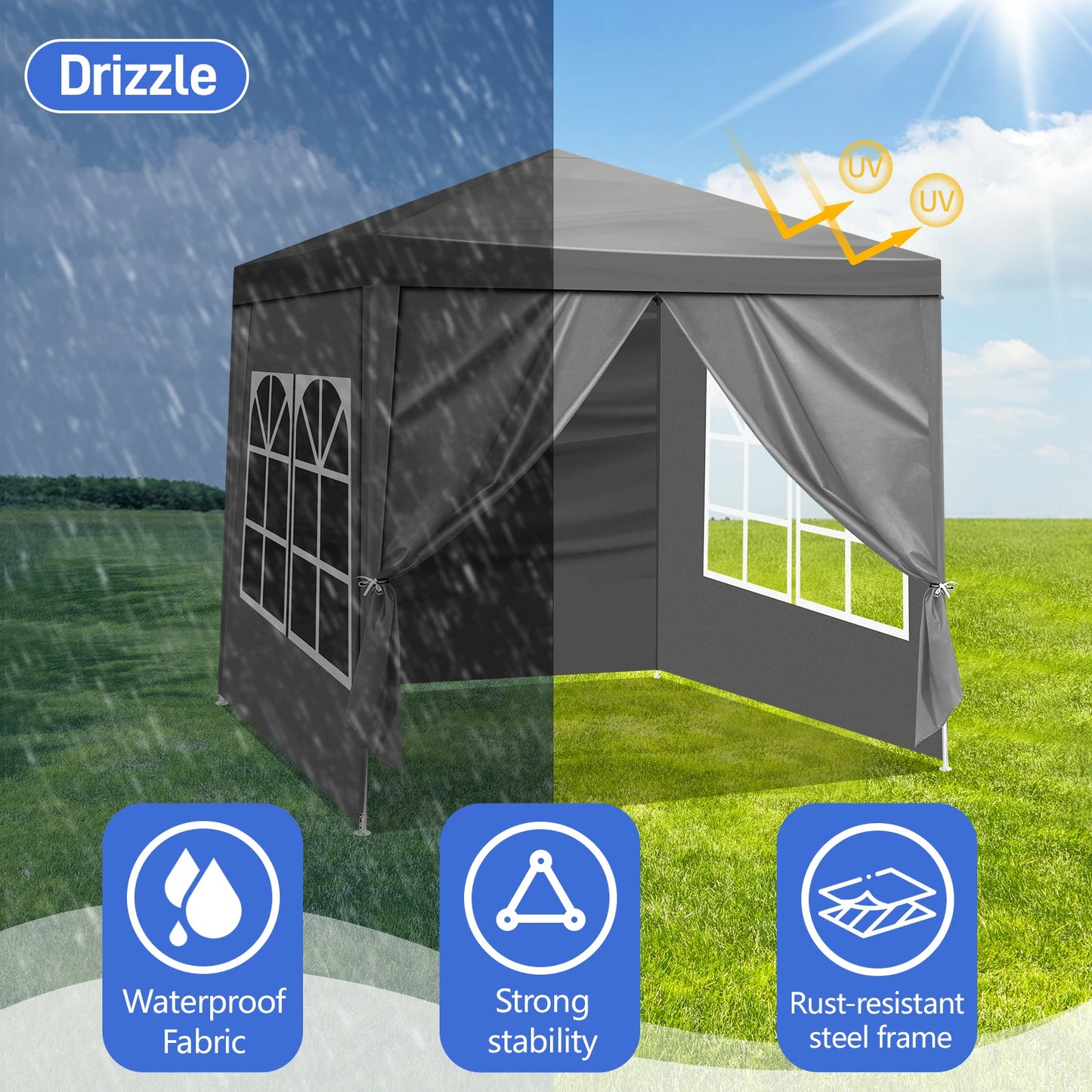 Portable Four-Sided Party Tent for Outdoor Events and Gatherings
