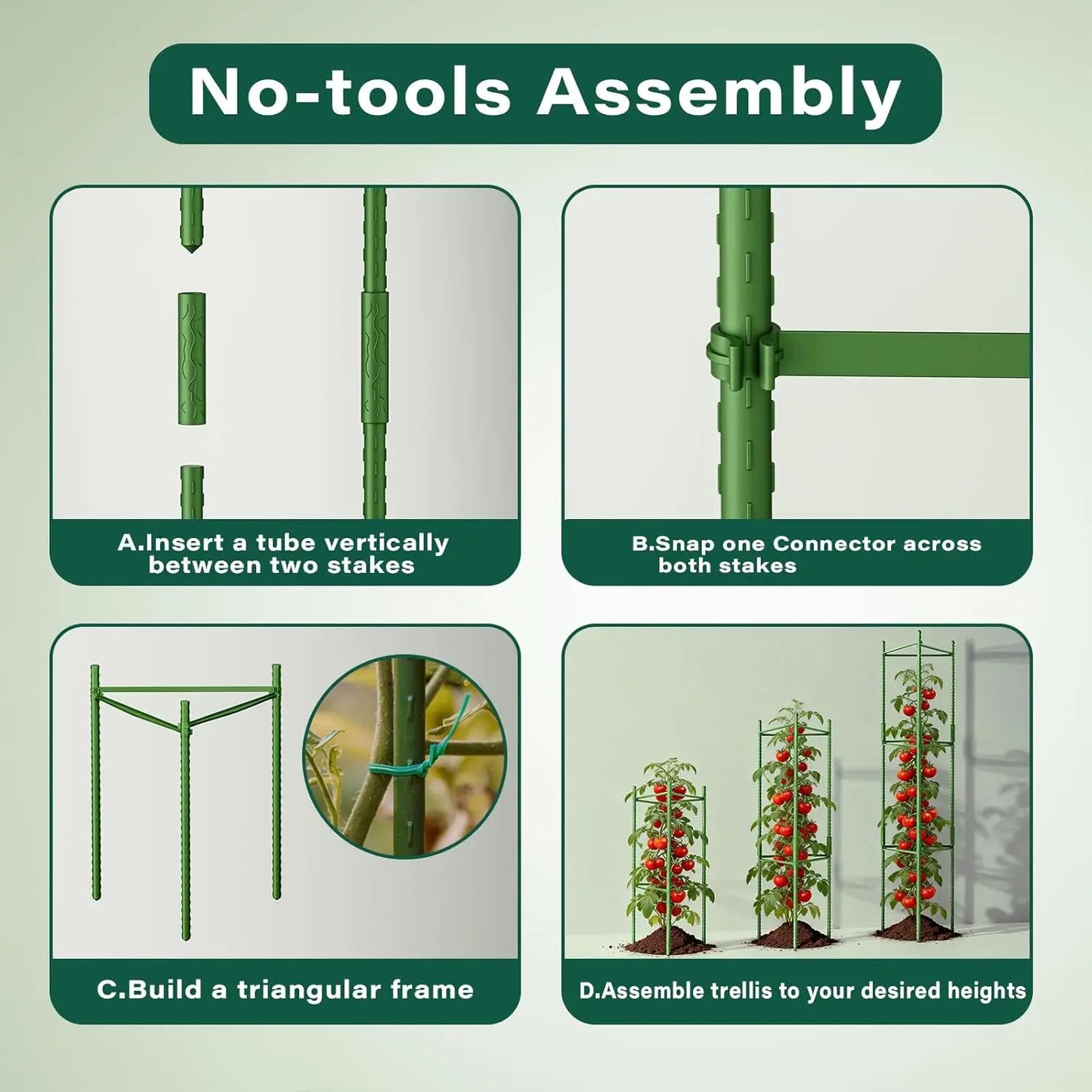 8 Pack Adjustable Tomato Cages for Gardens