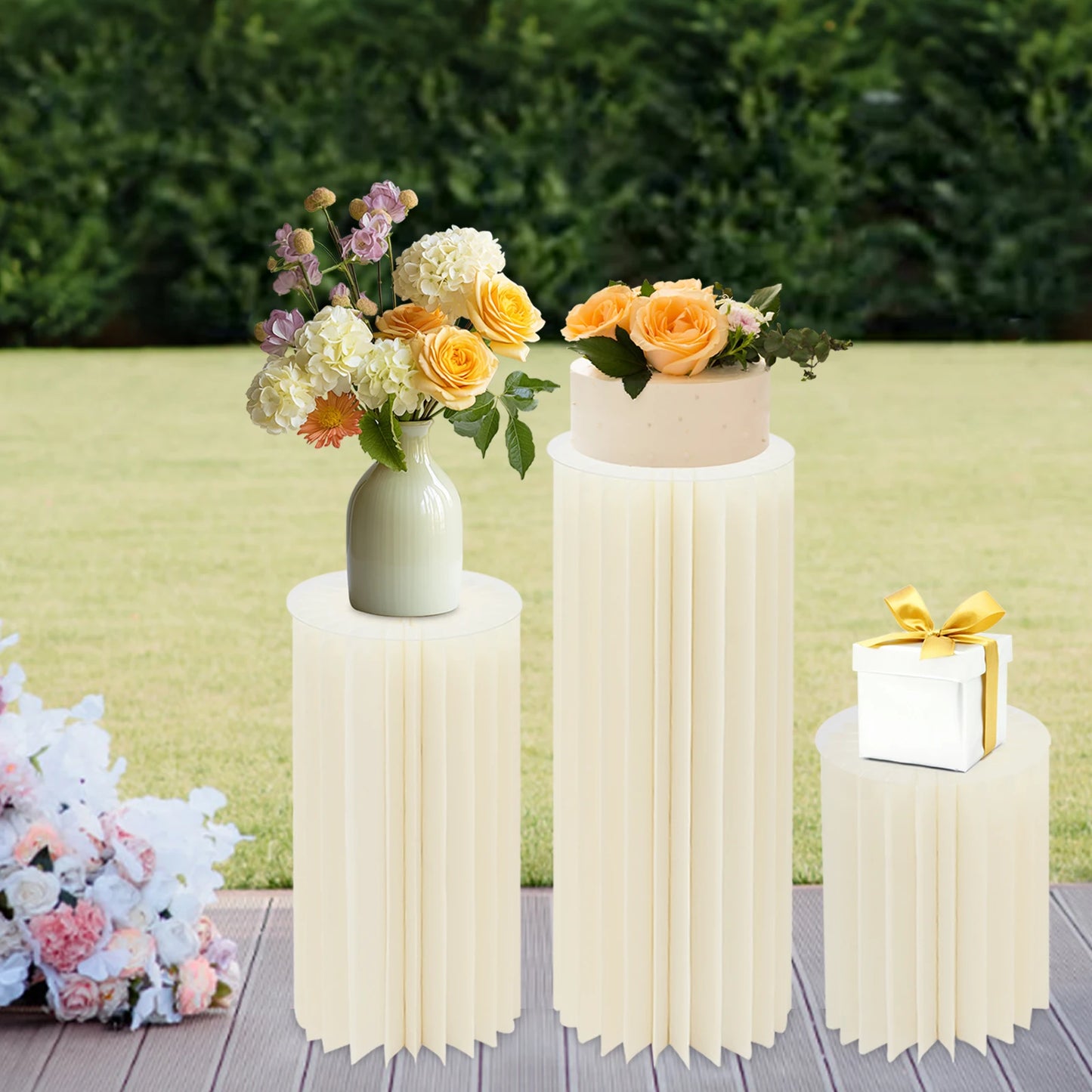 Wedding Party Flower Stand Cylinders Set Foldable Cardboard Centerpieces