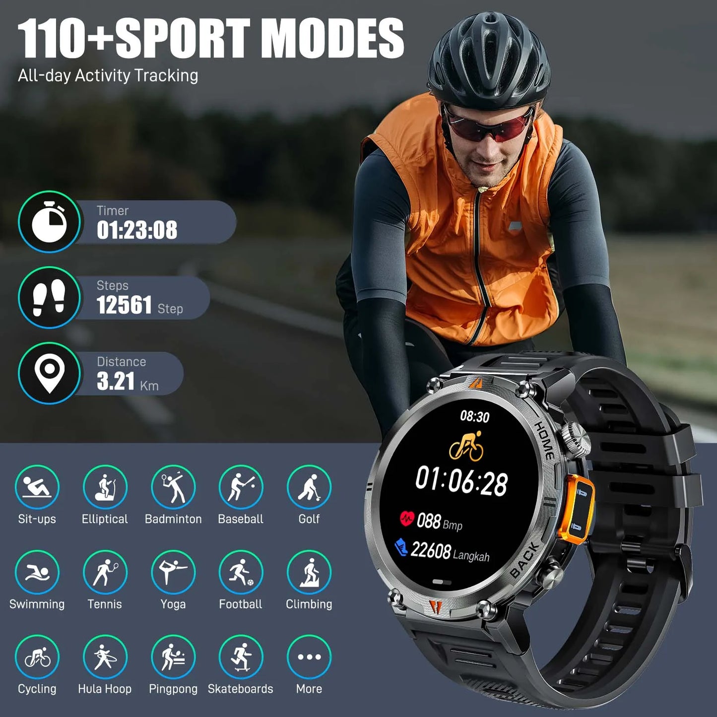 EIGIIS KE3 Smartwatch Bluetooth Call Health Monitor Heart Rate