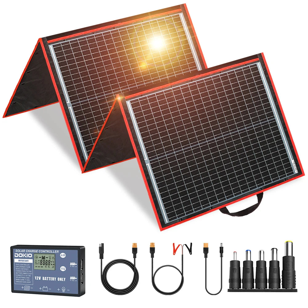 Dokio 200W Foldable Solar Panel with 12V Controller