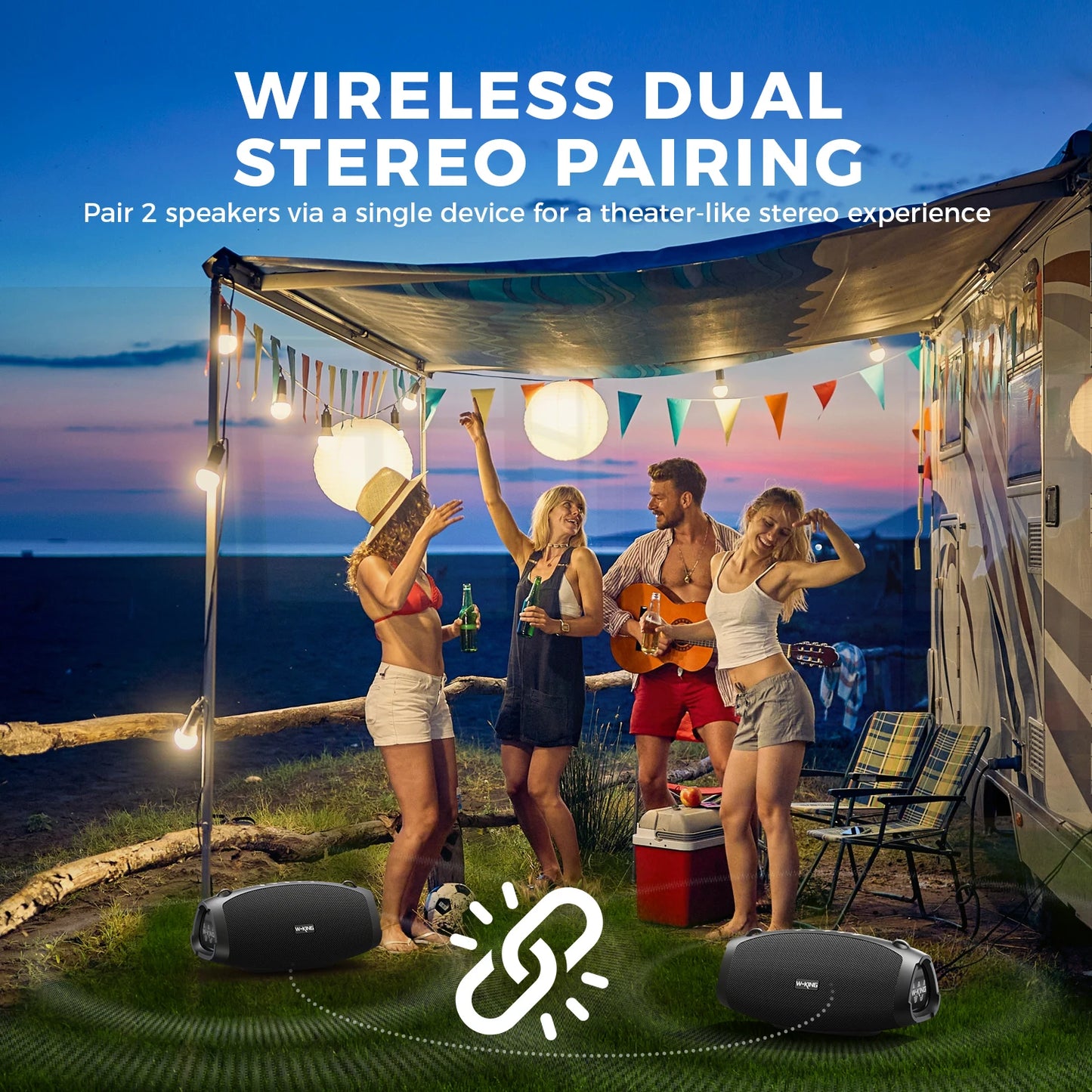 W-King Portable Bluetooth Speaker With Microphone And Waterproof