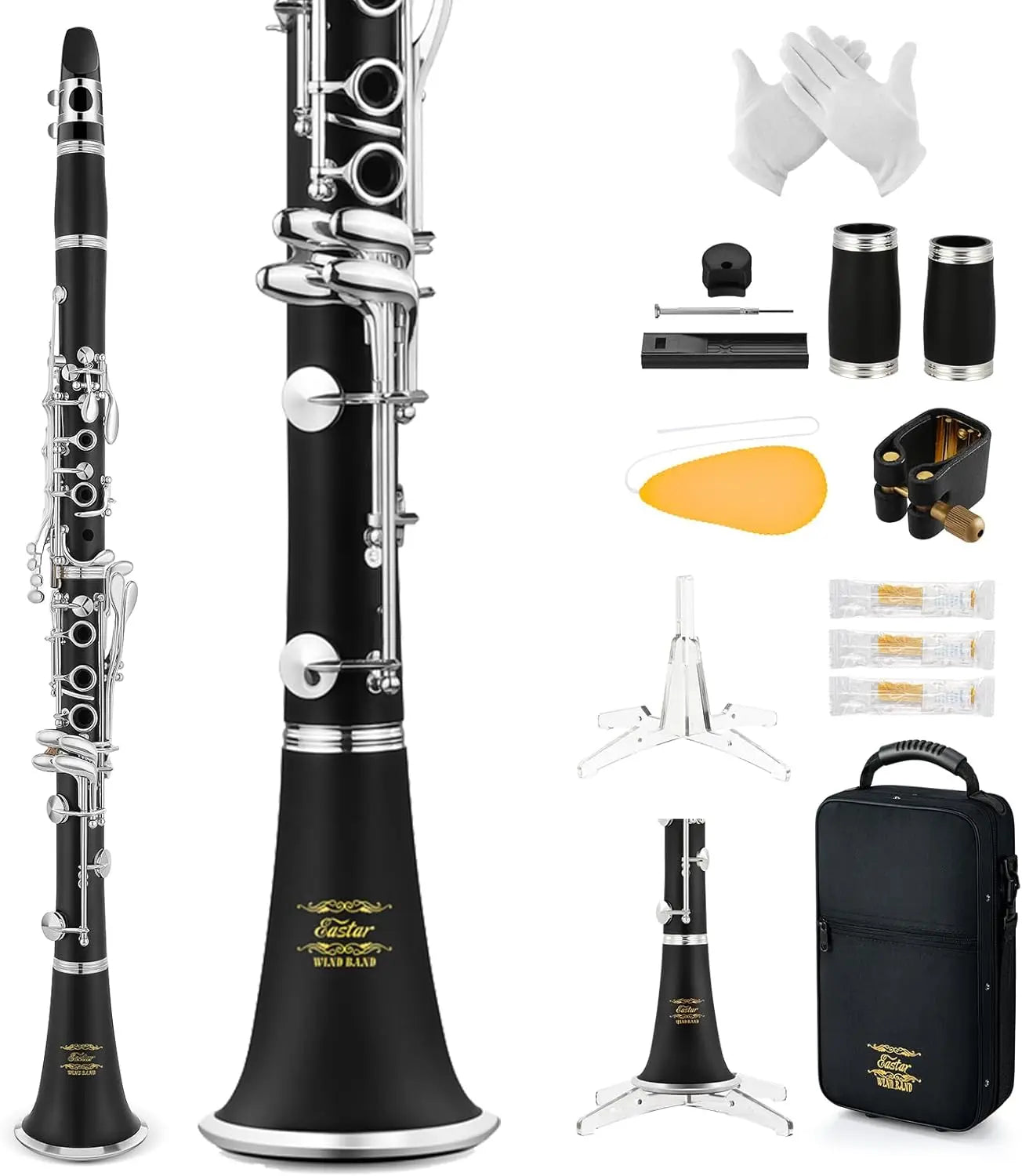 Bb Clarinet for Beginners With Silver Plated Keys and Case