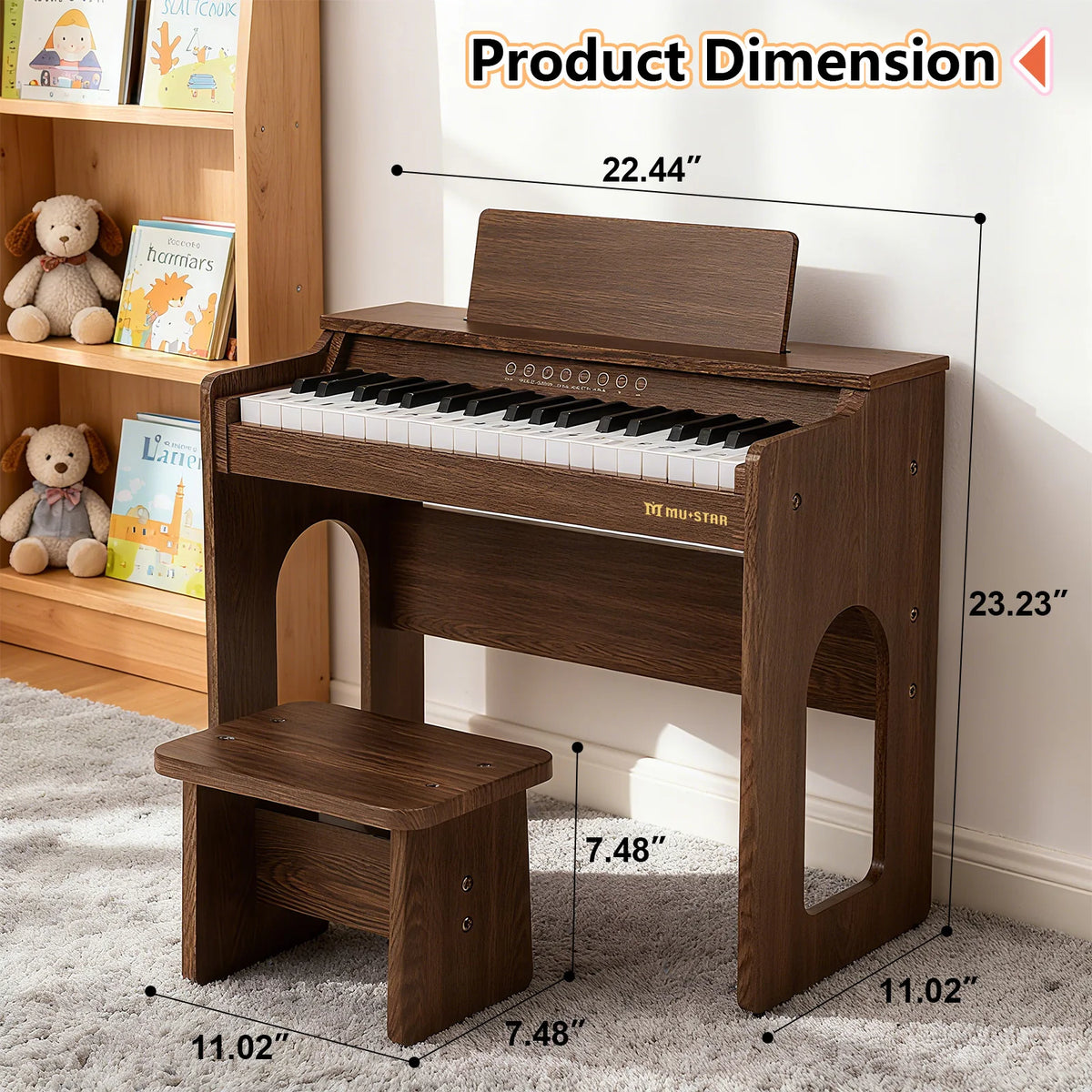 Mustar Digital Piano Keyboard Set With Bench And Educational Accessories