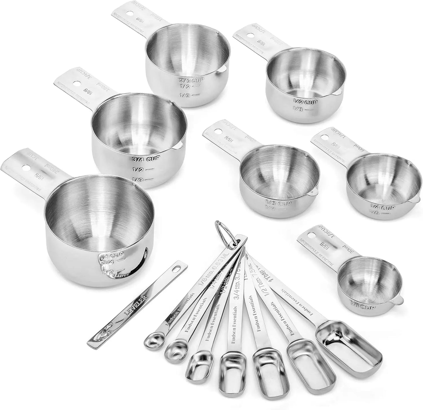 Stainless Steel Measuring Cups And Spoons Set, 14-Piece