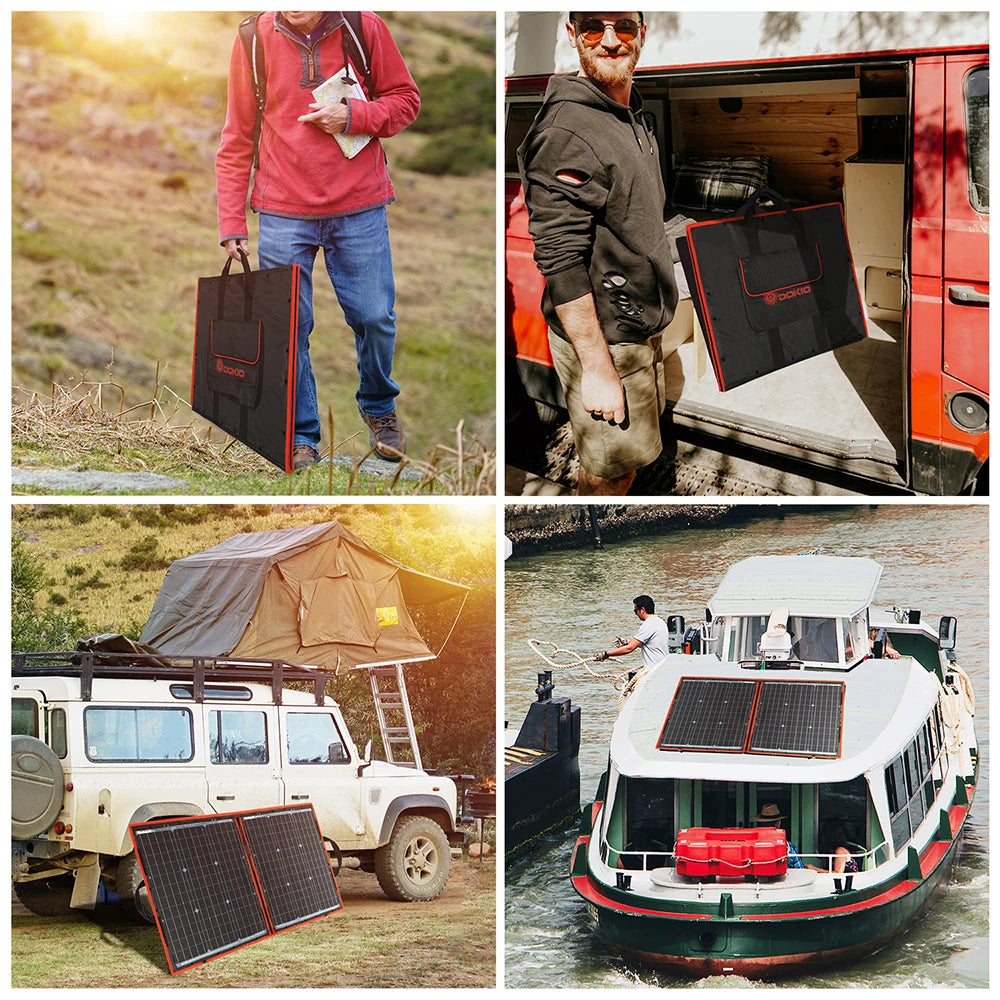 DOKIO 200W Foldable Solar Panel Kit For Camping 12V Controller