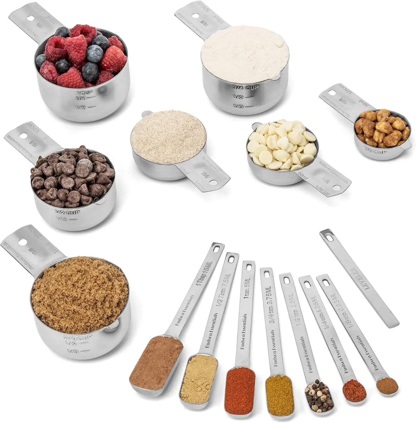 Stainless Steel Measuring Cups And Spoons Set, 14-Piece