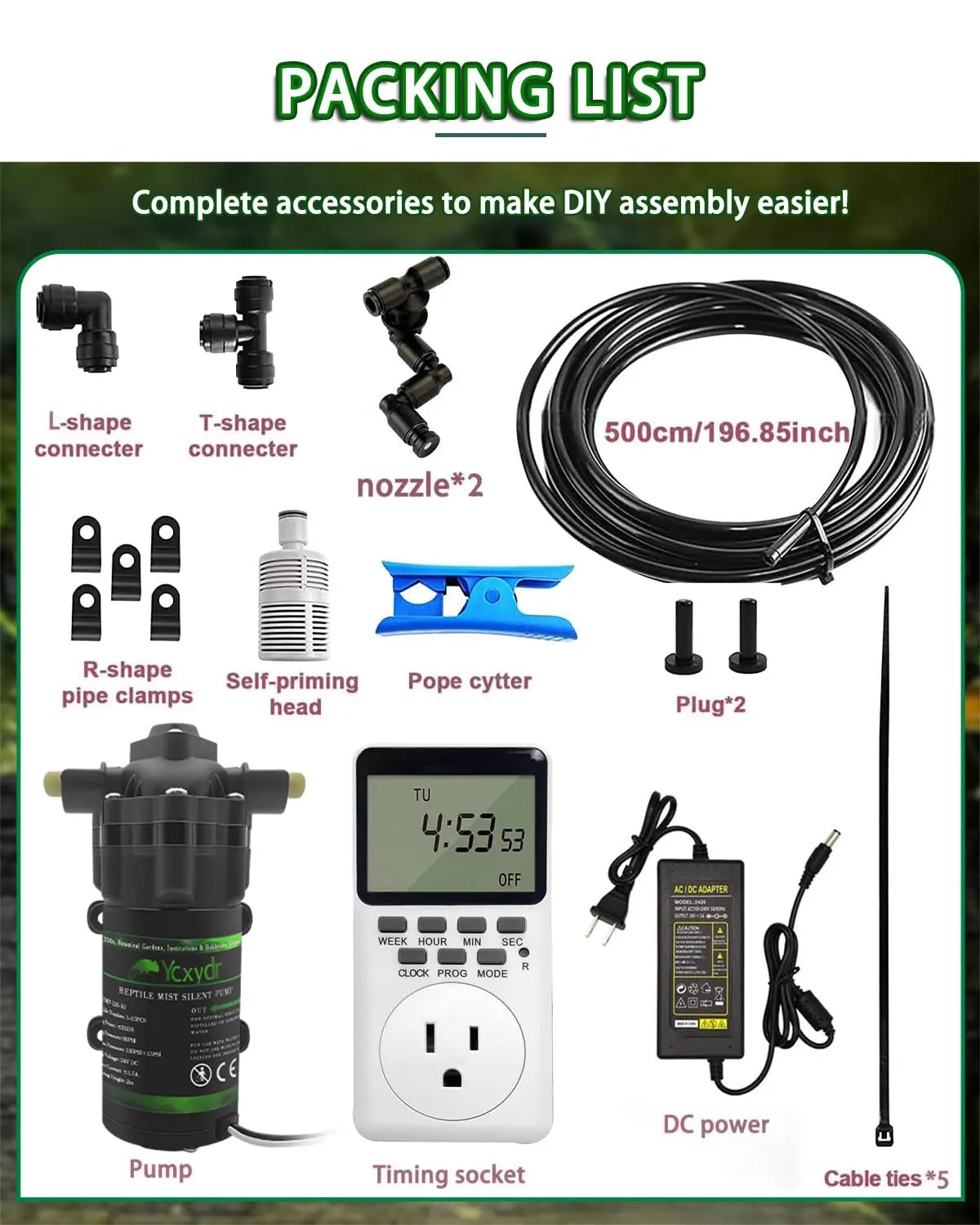 Reptile Fogger Silent Pump Misting Spray System Kit