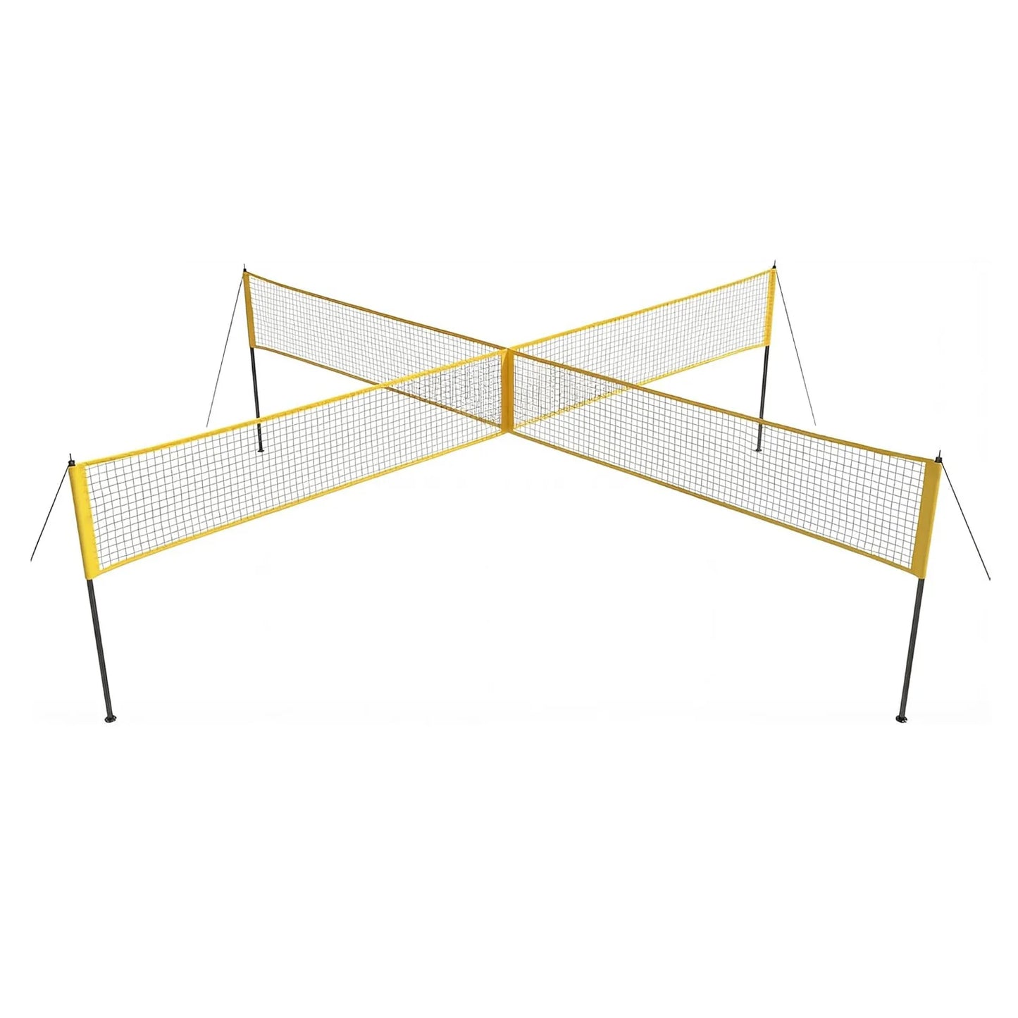 4 Square Volleyball Net Set for Backyard Beach, 3 Heights Adjustable,14 FT 4-Way Volleyball Net with Carrying Bag,for Family Fun
