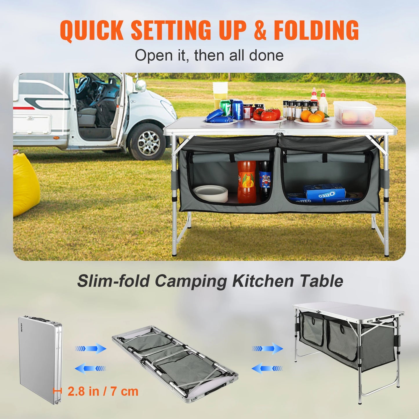 VEVOR Folding Camping Kitchen Table for Outdoor Use