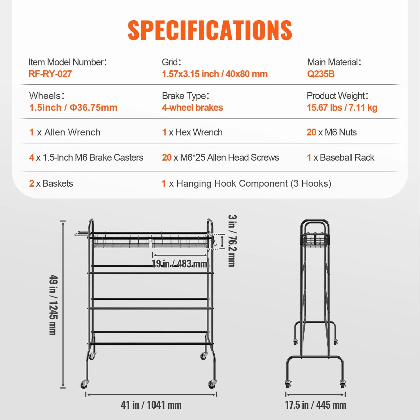 Four Layer Rolling Basketball Rack With Wheels Organizer
