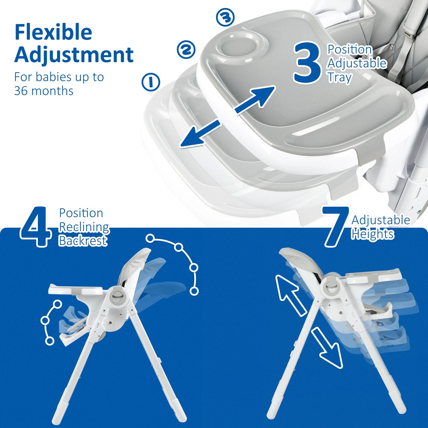 Baby High Chair Multifunctional With Adjustable Height And Recline