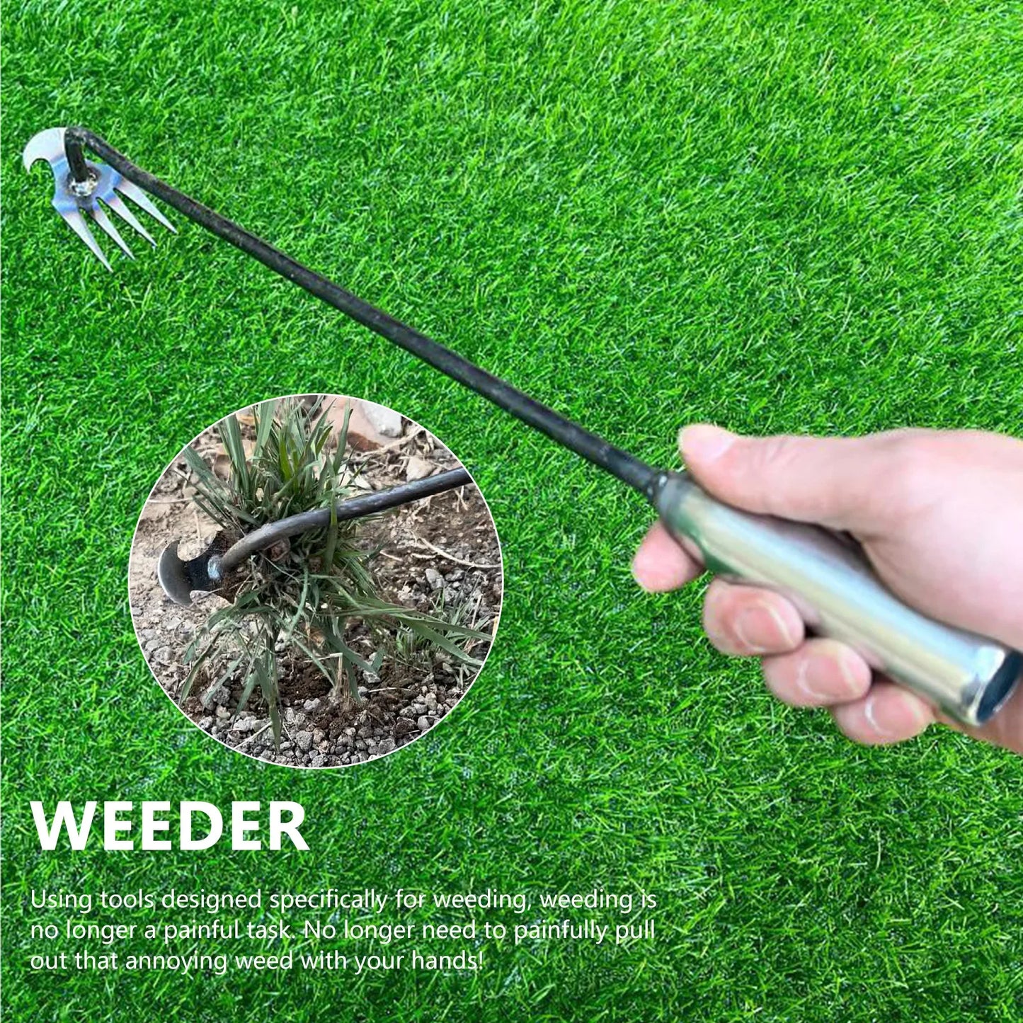 Alloet Hand Weeder Tool With Long Handle Garden Digger For Yard Lawn