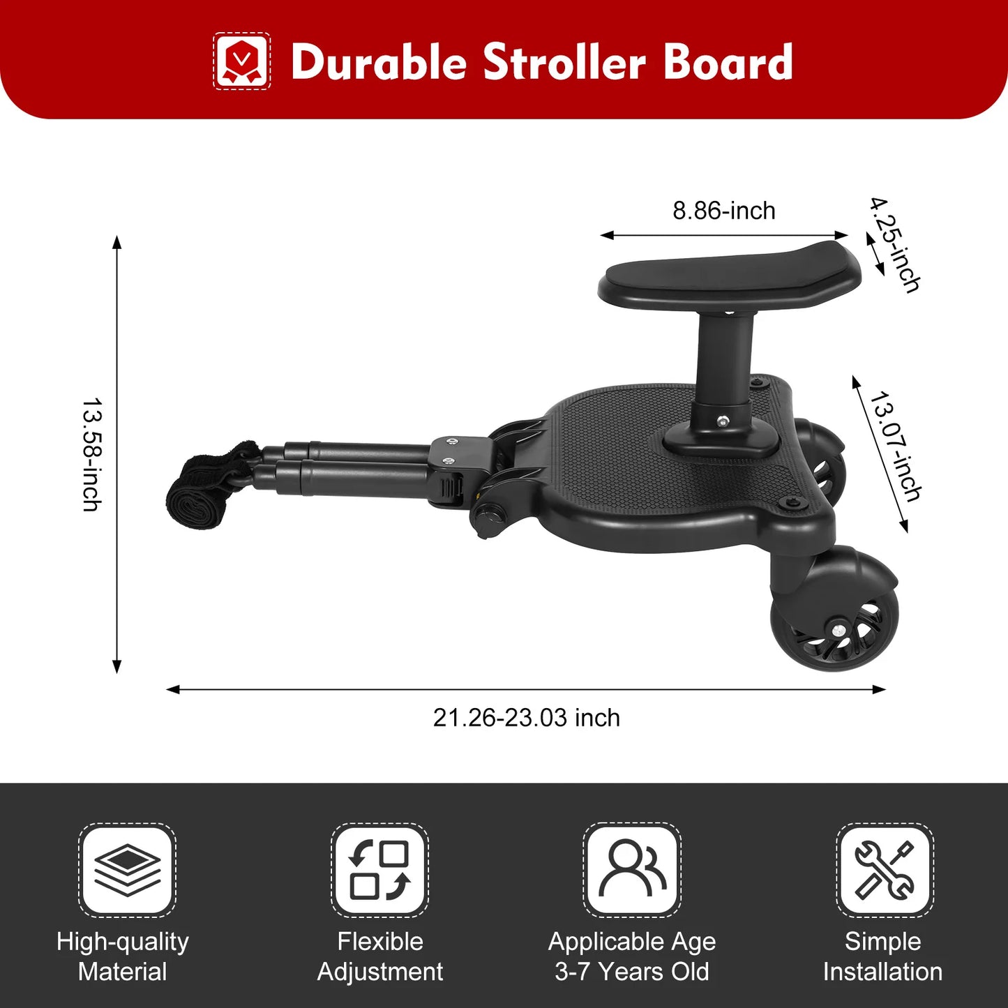 Sit and Stand Stroller Board 2-in-1 With Cushioned Support