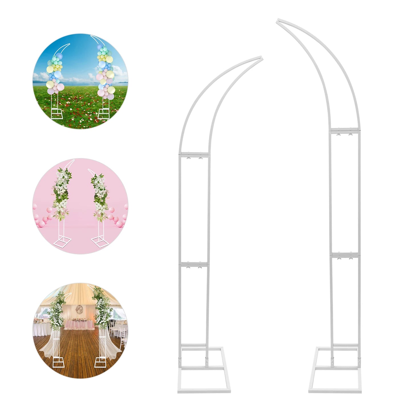 Two Elegant Arched Wedding Backdrop Stands For Ceremony Decor