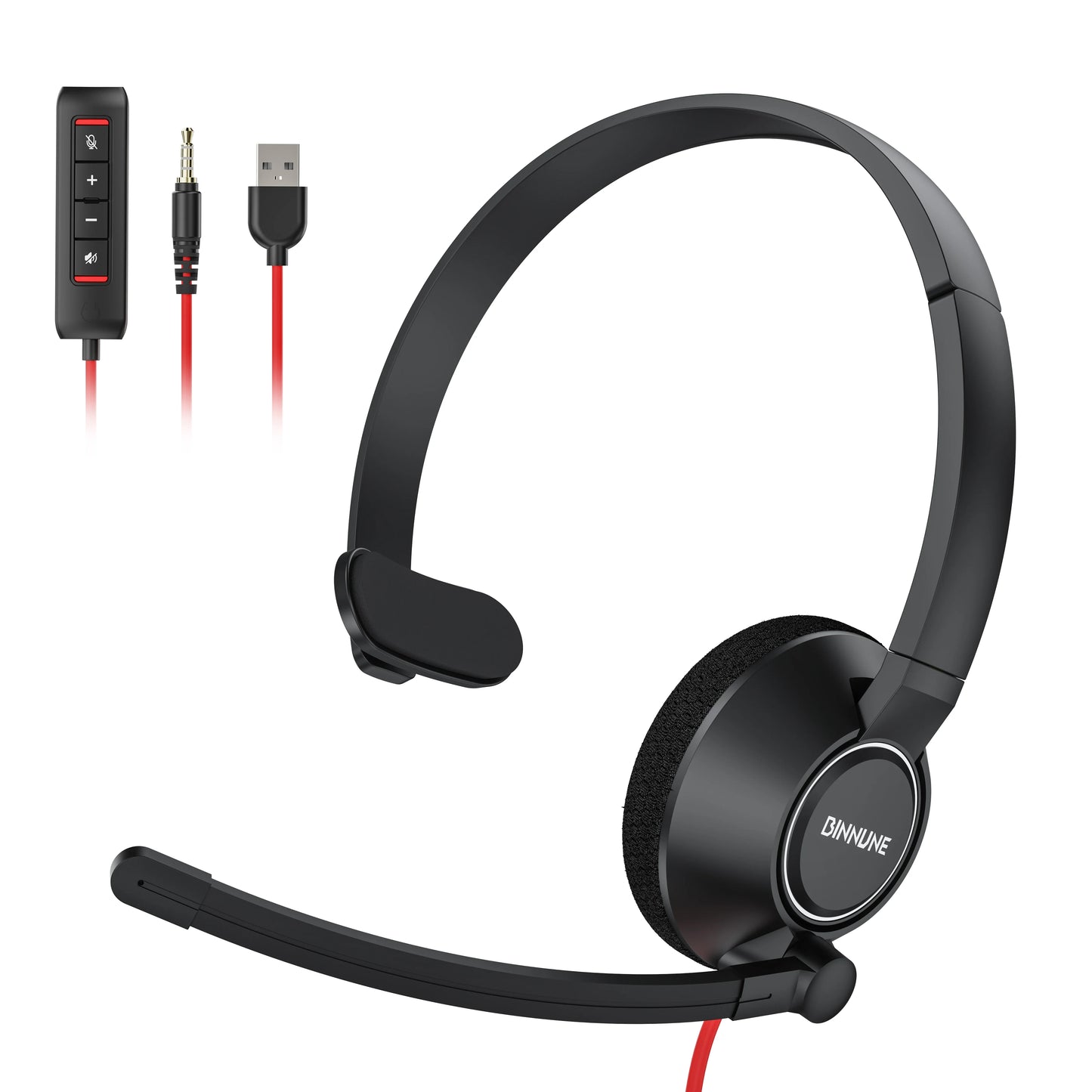 BINNUNE Wired Headset With Microphone For Laptop And PC Noise Canceling