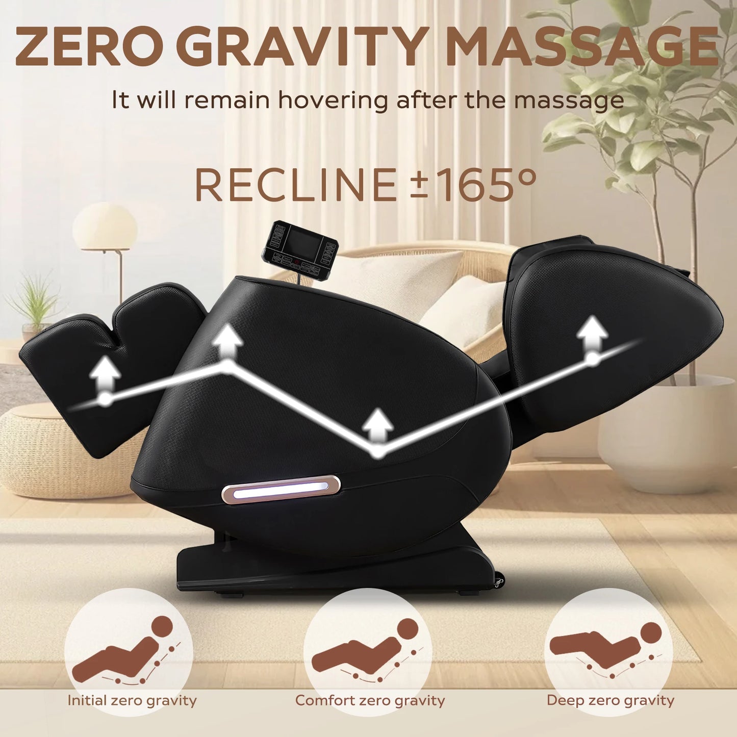 Massage Chair with Zero Gravity, Massage Chair Recliner with Heating, Airbags, Foot Roller，Bluetooth Speaker-Supports Up 180 lb