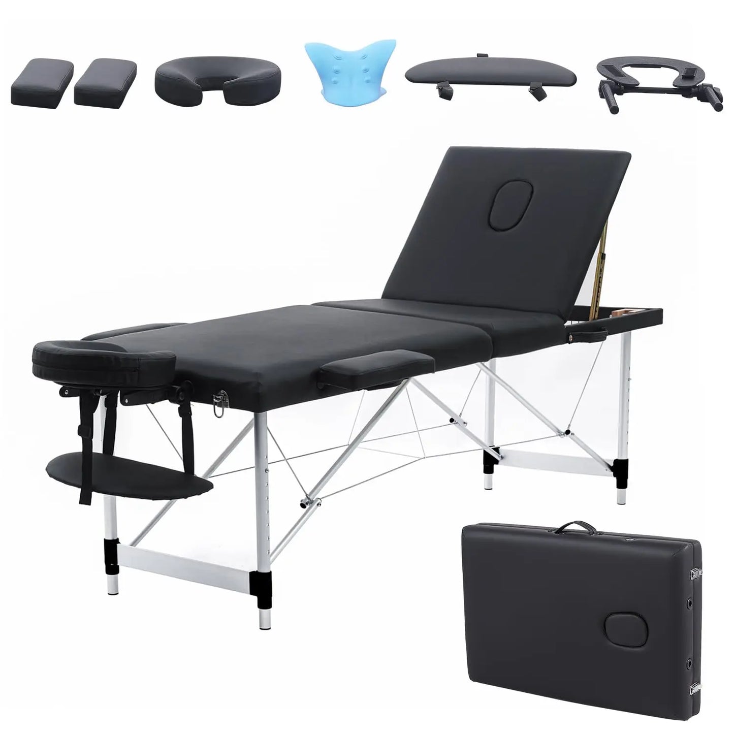 Portable Massage Table with Neck Stretcher, Light Weight 84 in Massage Bed Adjustable Lash Bed Tattoo Table for, Customized