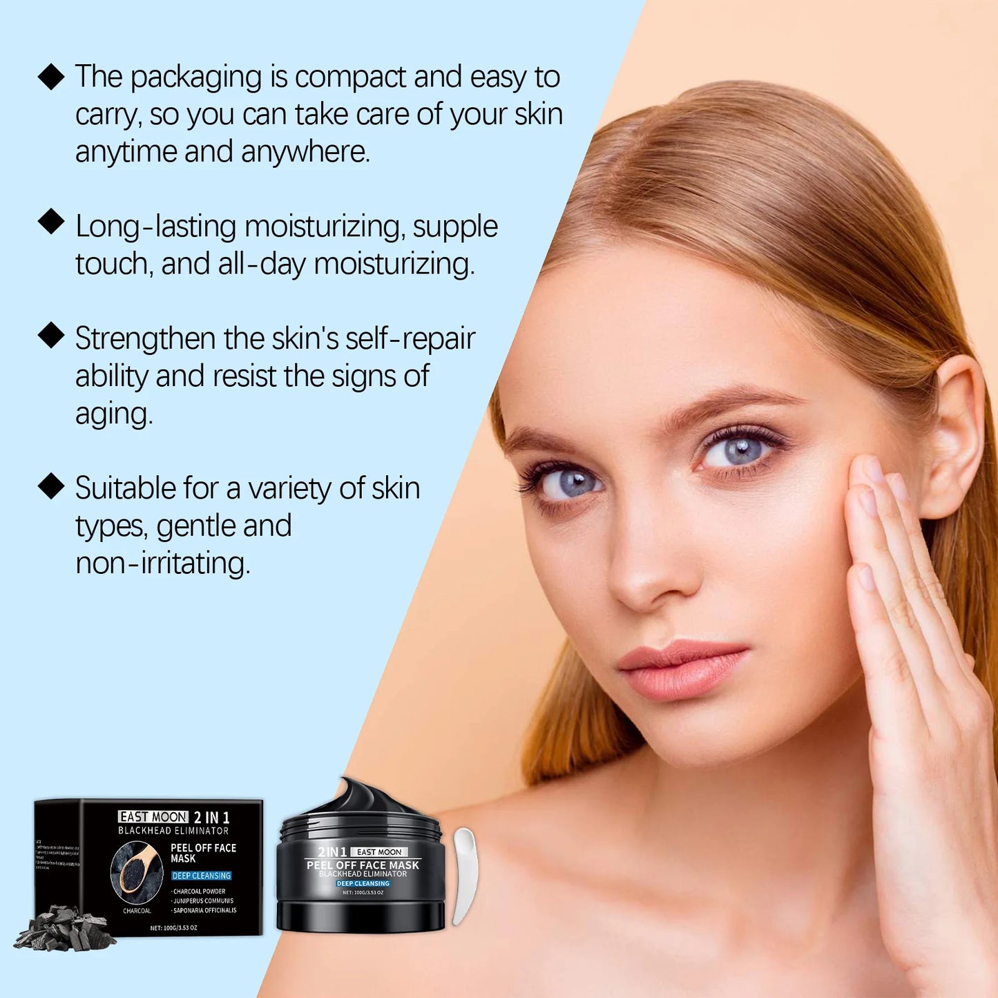 East Moon Bamboo Charcoal Mud Mask Gentle Exfoliating Facial