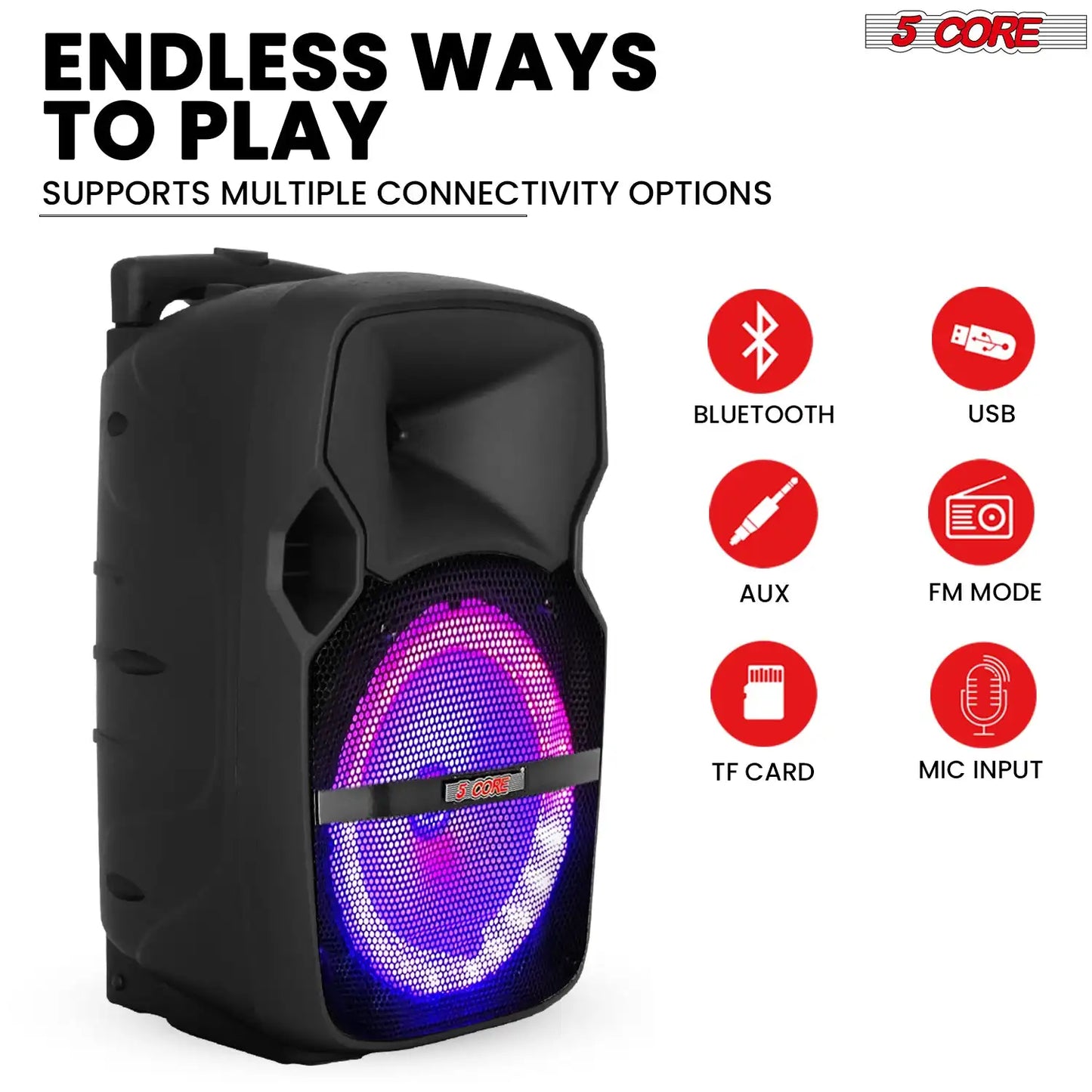 5 CORE Party Speaker With Microphone Bluetooth Karaoke System