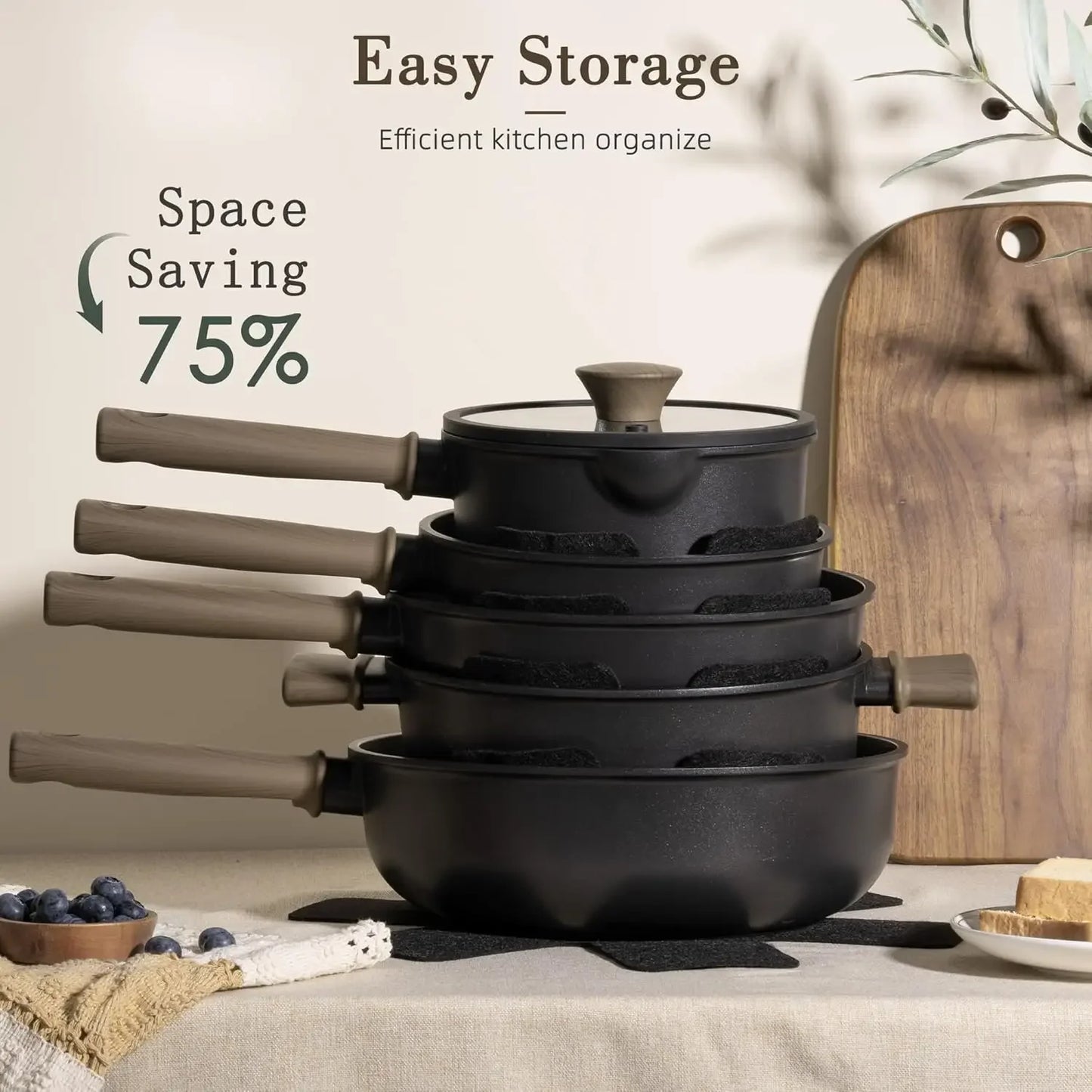 Nonstick Pots And Pans Set Titanium Induction Cookware PFAS Free