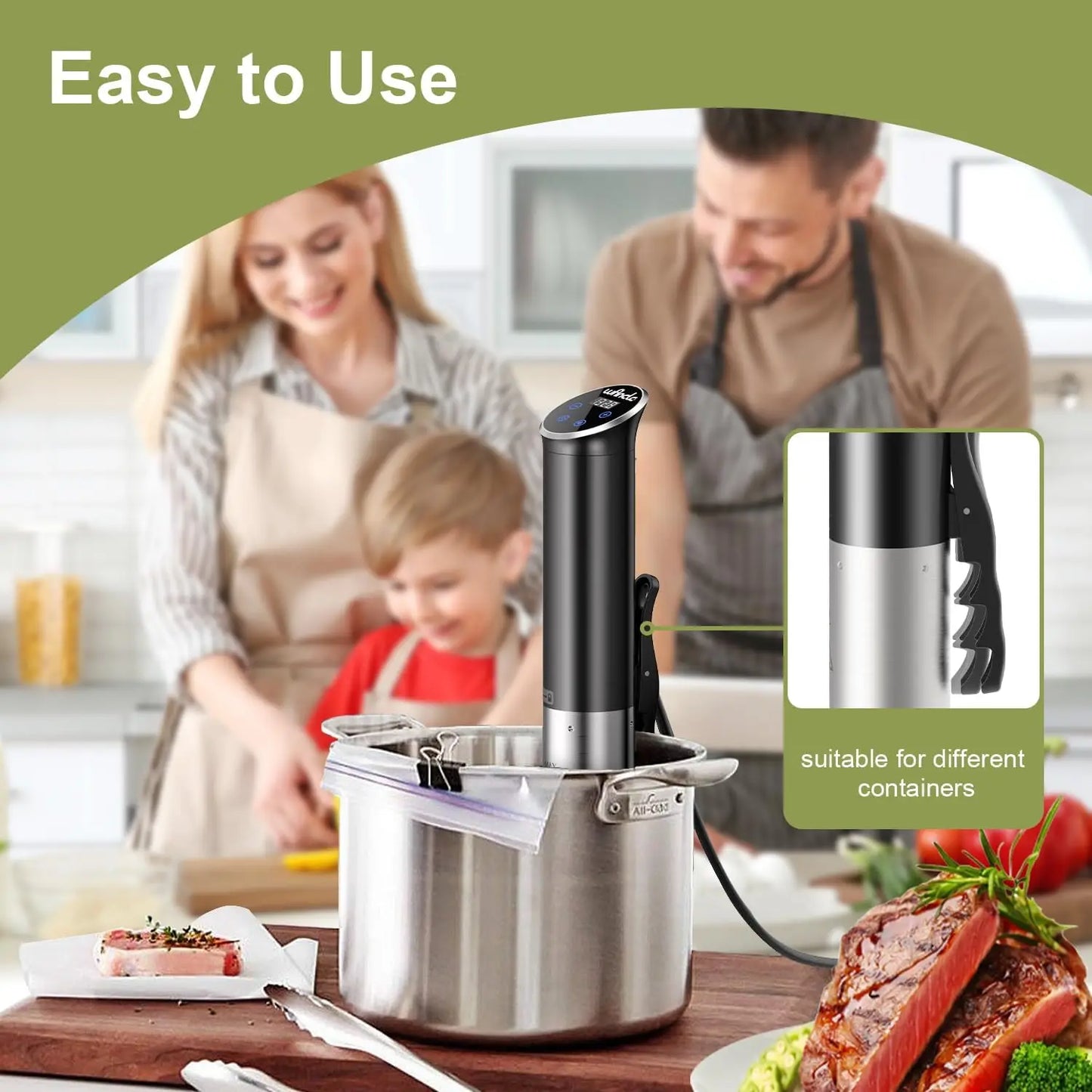 Sous Vide, 1100W Immersion Circulator, IPX7 Sous Vide Cooker, Small Space-Saving Design, Sous Vide Machines with Accurate