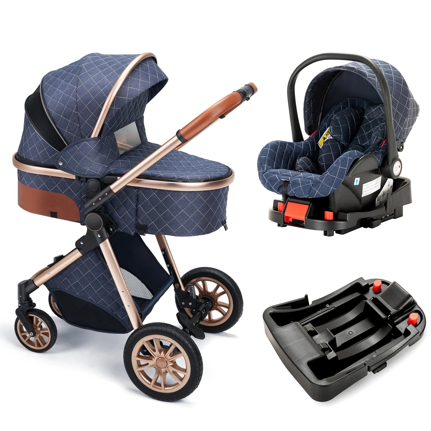 High Landscape Three-in-One Baby Stroller With Reversible Seat