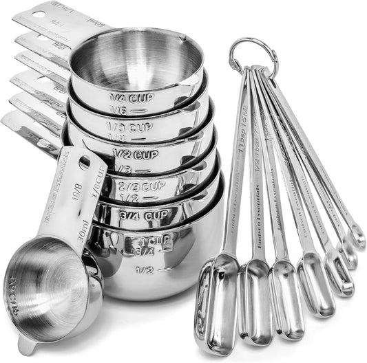 Stainless Steel Measuring Cups And Spoons Set, 14-Piece