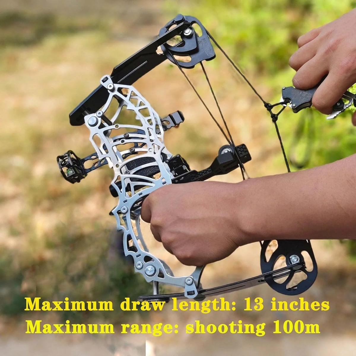 Adjustable Compound Bow With Carbon Fiber Grip And Arrows