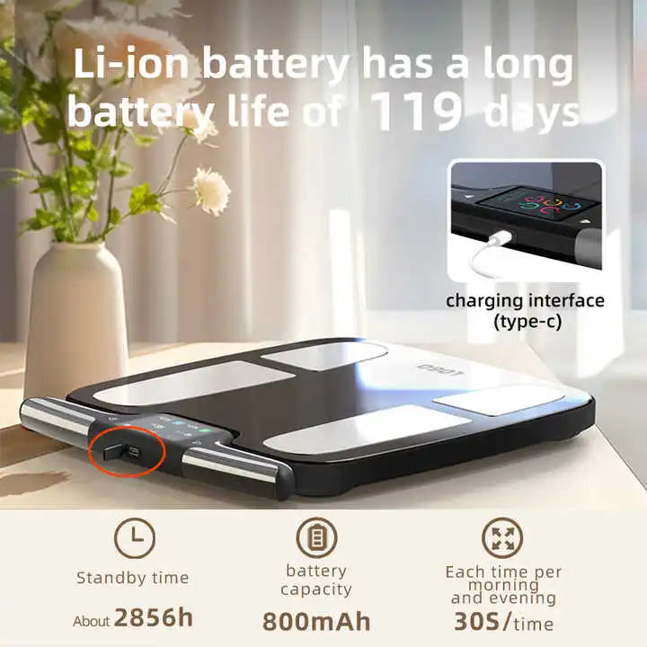 Digital 8-Electrode Bathroom Scale For Body Weight Fat BMI