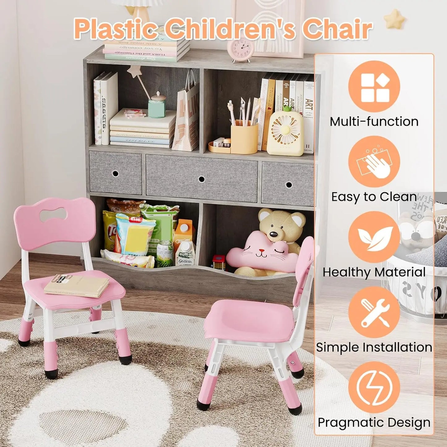 HobbyLane 2-Pack Adjustable Kids Chairs With 3 Level Height