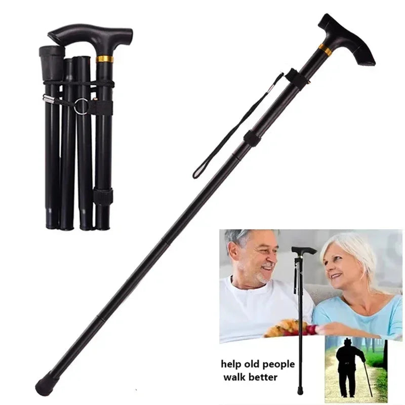 Adjustable Telescopic Folding Aluminum Walking Stick Non-Slip Grip