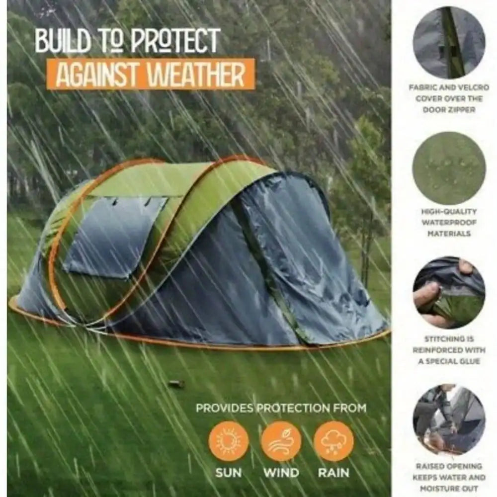 Easy Pop Up Camping Tent With Two Doors UPF50 Waterproof