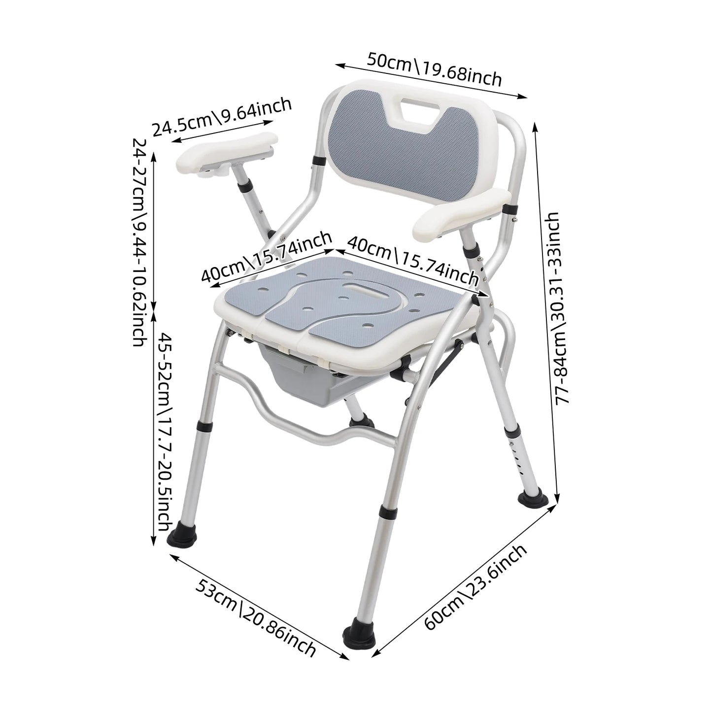 Bymaocar Folding Commode Chair With Adjustable Height For Toilet