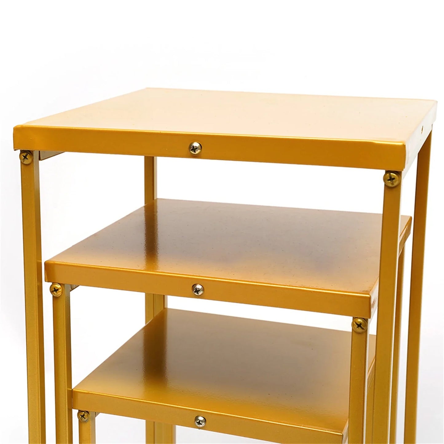 Gold Metal Flower Stand Set For Weddings Square Rack Holders