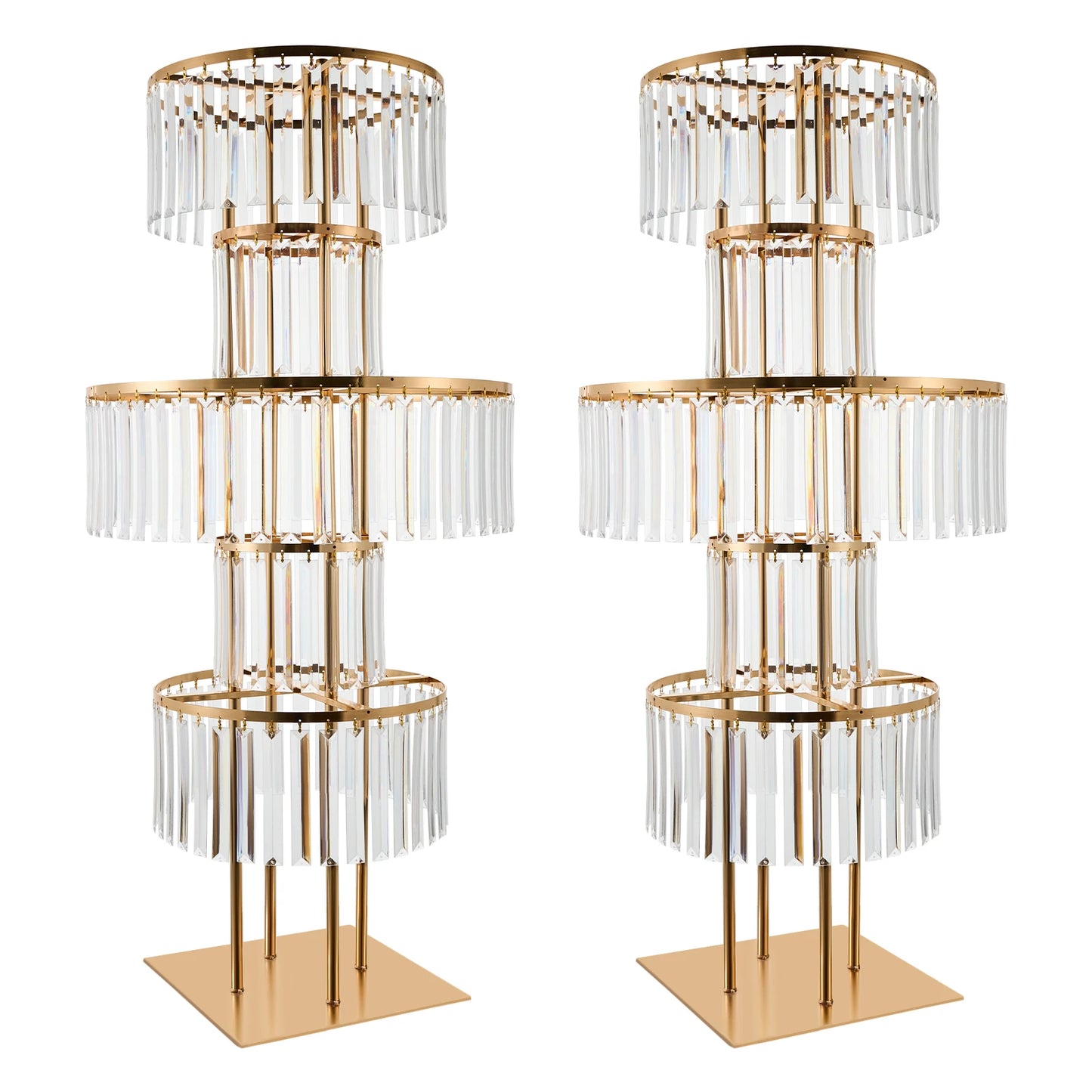 5-Tier Crystal Flower Stand Set for Wedding Centerpieces