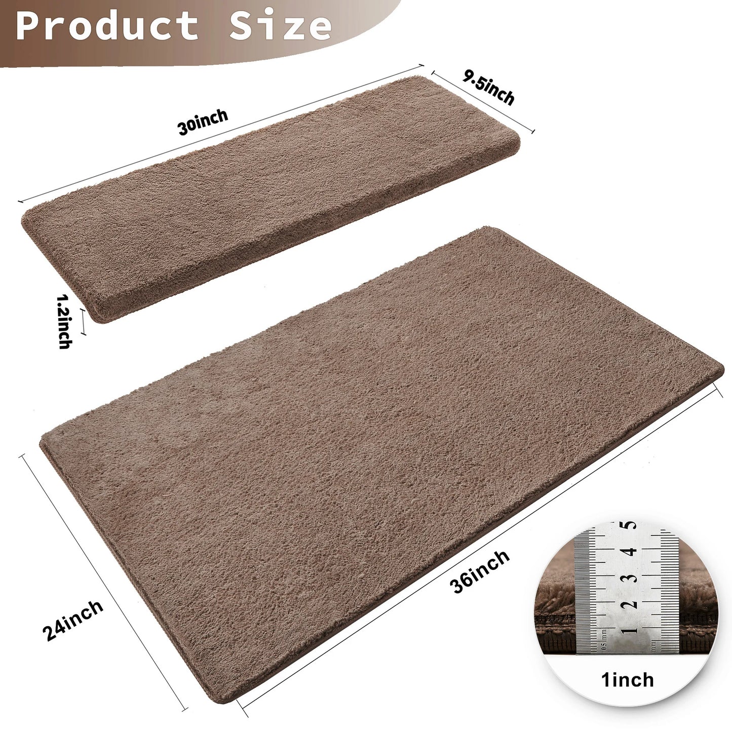 Bullnose Non Slip Stair Treads Ultra Plush Peel and Stick