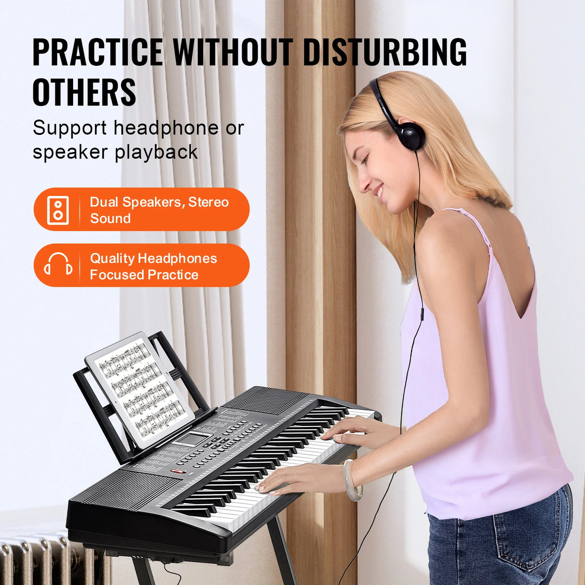 Portable Digital Piano Keyboard With Multiple Rhythm And Tone Settings
