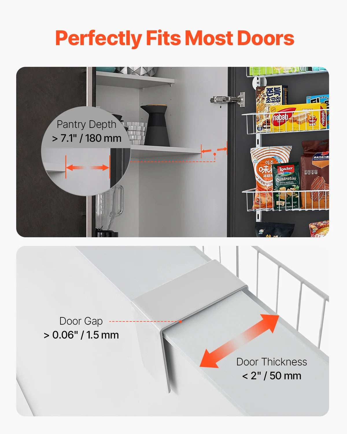 VEVOR Over the Door Pantry Organizer Heavy Duty Steel Shelves