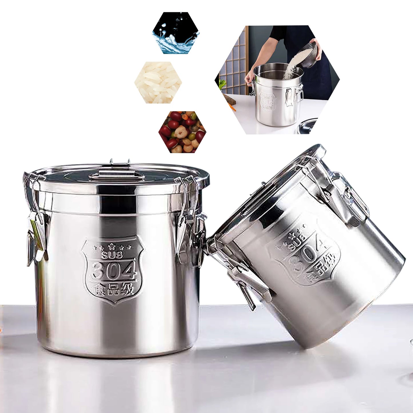 Stainless Steel Food Storage Canister With Airtight Lid