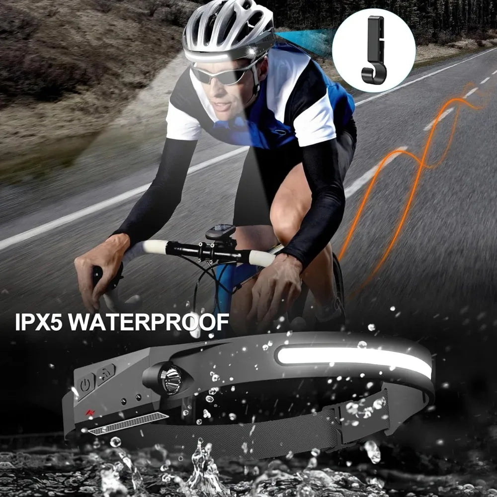 12Pack LED Rechargeable Headlamp, 1200-Lumen IPX5 Waterproof Adult Headlamp, 230° Wide Beam, 6 Modes