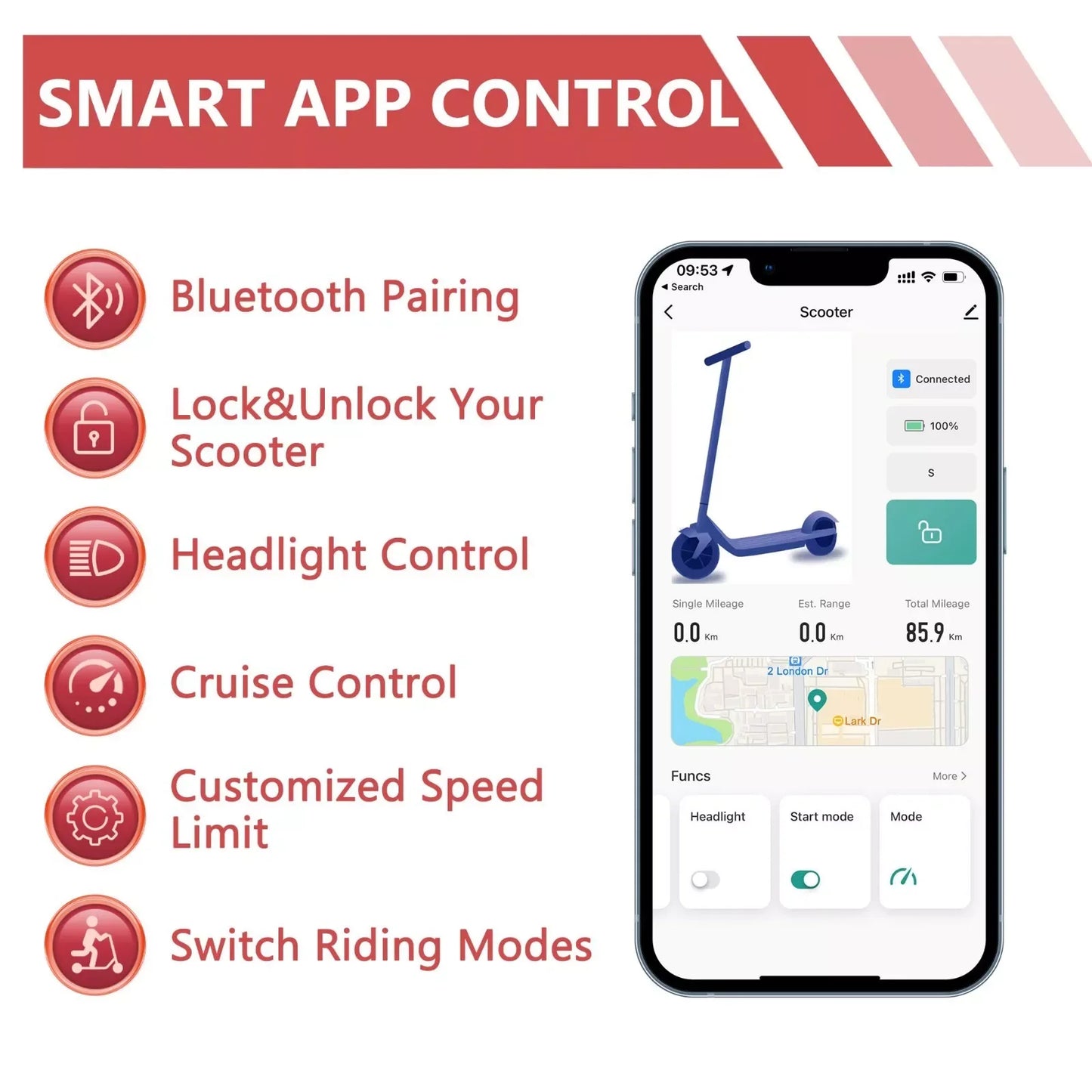 Ladped LP80 350W Electric Scooter Folding Smart App