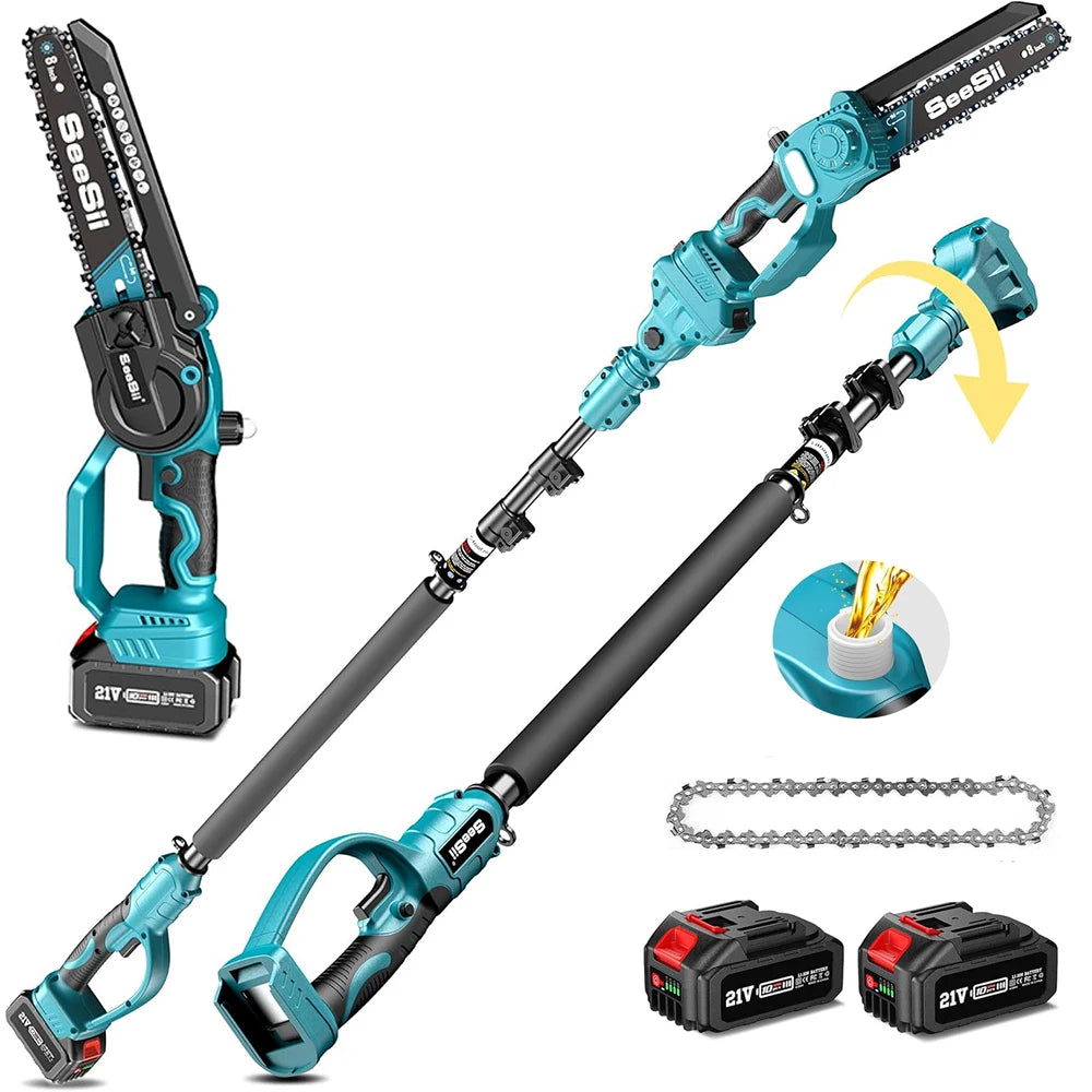 Seesii 2-In-1 Cordless Pole Saw with Extension Pole