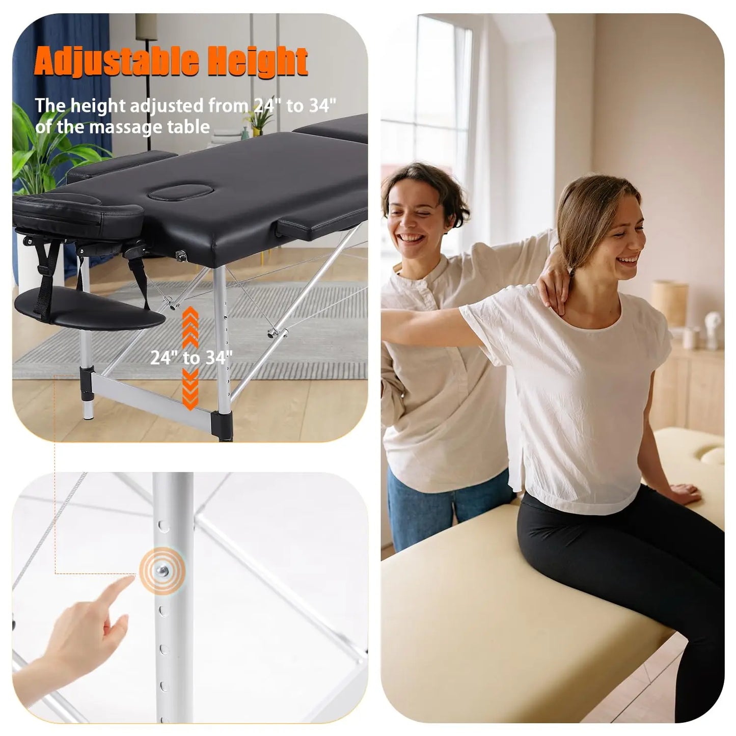 Portable Massage Table with Neck Stretcher, Light Weight 84 in Massage Bed Adjustable Lash Bed Tattoo Table for, Customized