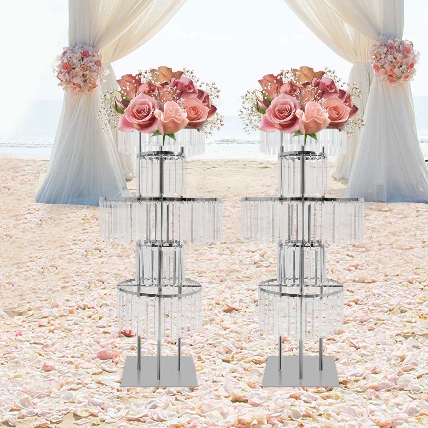 5-Tier Crystal Flower Stand Set for Wedding Centerpieces