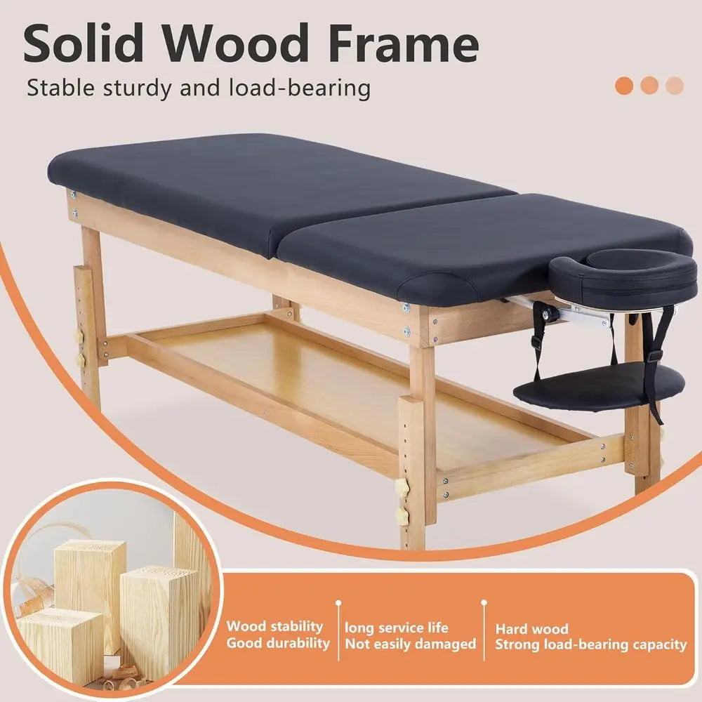 74 Long 28 Wide Stationary Massage Table with 2.5 Memory Foam for Spa, Therapy, and Facial TreatmentsCustomized